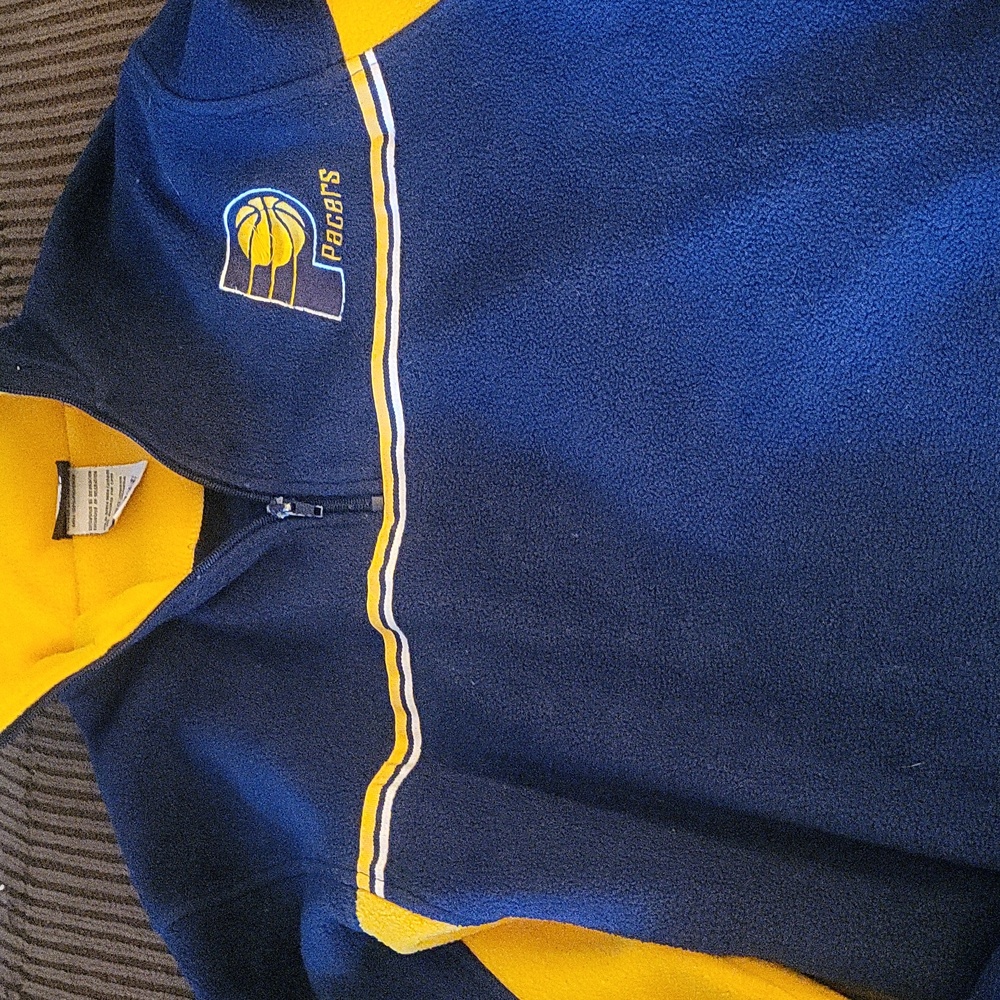 Adidas PACERS Yellow and Blue Fleece Half Zip Large 14/16